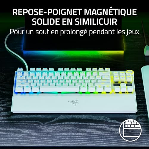 Razer Huntsman V3 Pro Tenkeyless 8KHz - TKL PC Clavier Gaming mécanique - 8KHz HyperPolling - Switches optiques analogiques - 0,1-4,0mm - Snap Tap - Rapid Trigger - Clavier US QWERTY | Blanc