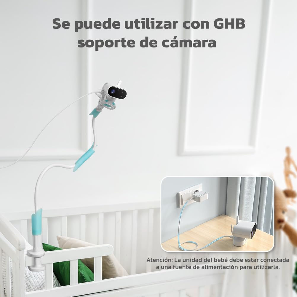 GHB Camara Vigilancia Bebe Vigilabebes con Camara con Pantalla IPS 2.8" 720P Recargable de 2000mAh Visión Nocturna 8 Canciones de Cuna Comunicación Bidireccional VOX Escucha Bebes