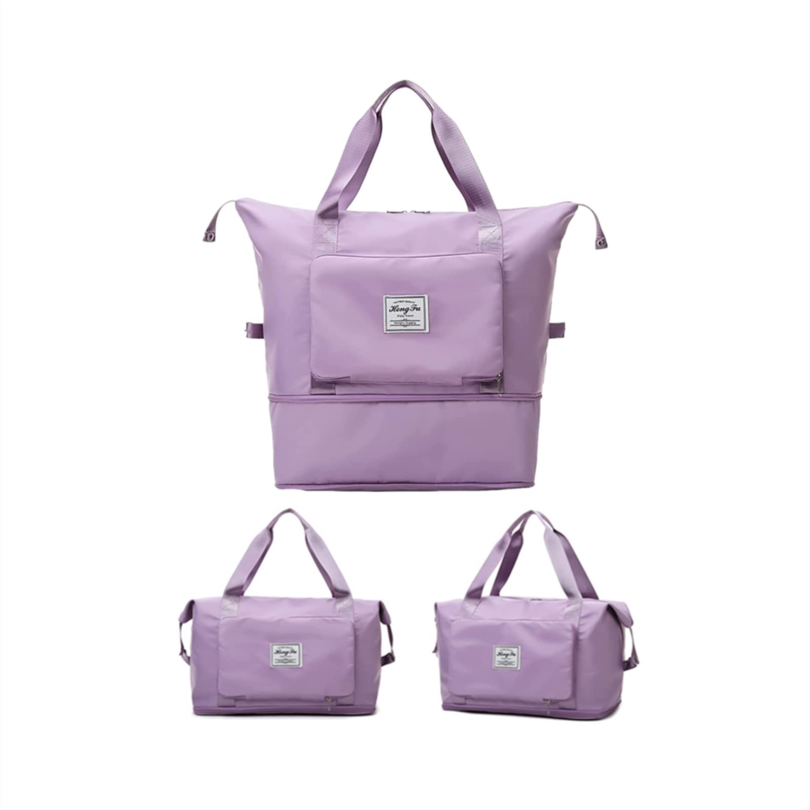 gimue Large Capacity Travel Bag for Women, Portable Lightweight Travel Duffle Bag, Dry And Wet Separation Carry Collapsible Luggage Bags For Gym, Vacation, Workout, Camping (Light Purple), Light Purple,-picture-27