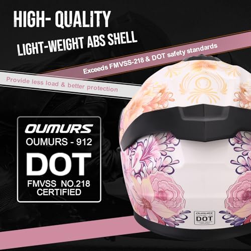 image for OUMURS Pink Modular Motorcycle Helmets Full Face Flip up Street Bike M