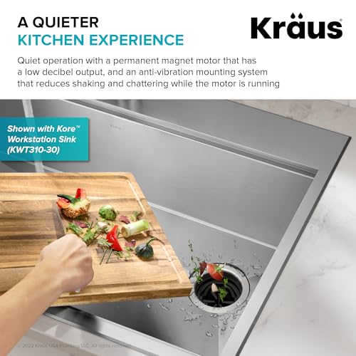 KRAUS WasteGuard High-Speed 3/4 HP Continuous Feed Ultra-Quiet Motor Garbage Disposal with Power Cord and Flange Included and Universal Mount, KWD210-75MGR - image 8