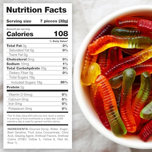Gummy Worms, 1 Pound Bag, Assorted Fruit Flavors, Resealable Bag — view 2