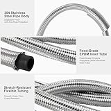 40cm Flexible Pipe British Standard 1/2”(90°) x 1/2” BSP Fitting, Stainless Steel Braided Flexible Hose Pipe for Water Heater Pipes Bathroom Kitchen Toilet Taps (2 Pack) - Image 3