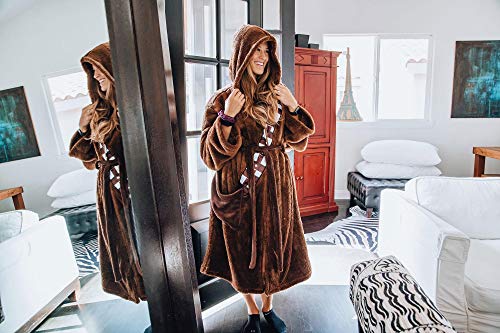 Ukonic Star Wars Chewbacca Hooded Bathrobe for Men/Women | Soft Plush Spa Robe for Adults | Lightweight Fleece Shower Robe With Belted Tie | One Size Fits Most Adults4