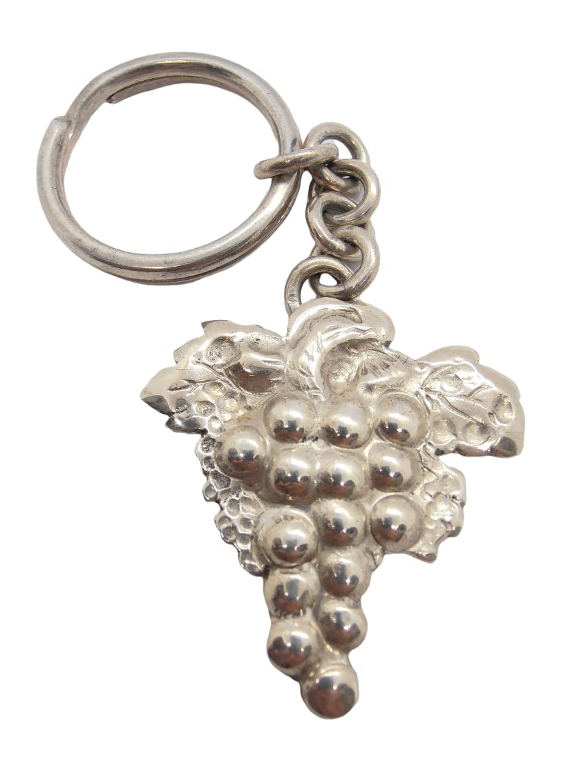 Porte-clés en argent 925 Uva en forme de grappe de raisin ciselée