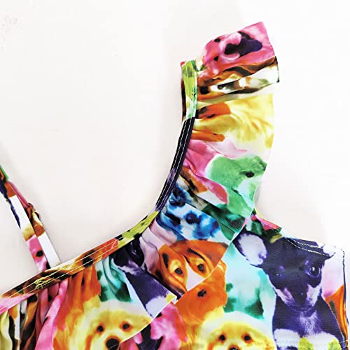Image of QPANCY Girls One Shoulder Swimsuits Kids Two Piece Bathing Suits Ruffle Beach Swimwear