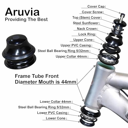Image of De Venta Bicycle Headset Kit 13-Piece for Threadless Forks | Fits 44mm Head Tube | 1-1 /8 inch Fork | Cones, Crown Race, Bearings
