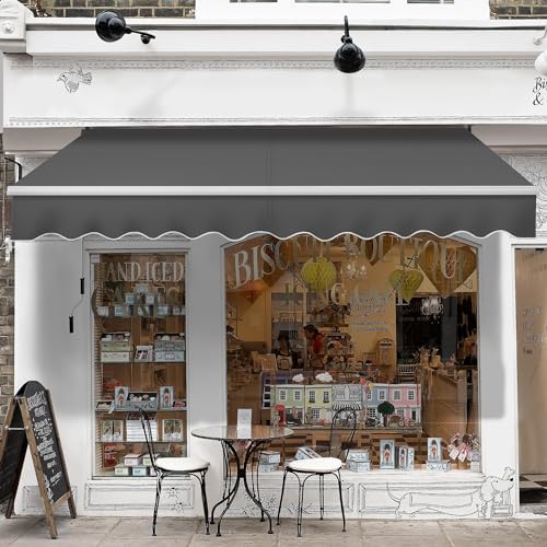 Store banne de balcon gris foncé auvent rétractable manuel patio terrasse - 5