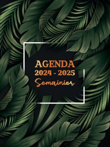 �y�Ɨ����A�W�F���_2024&2025�Z�}�C�j�G�zPlanificateur hebdomadaire | 2024�N9��16�� a decembre 2025 | par semaine 2�y�[�W | Couverture de feuilles trop