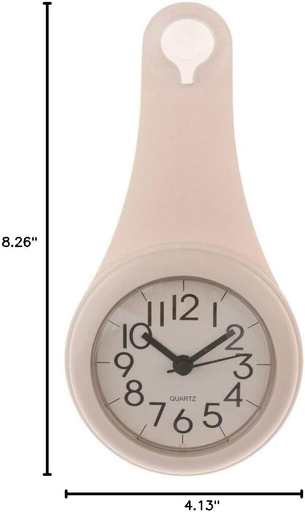 Home Decor Non-Ticking Waterproof Bahroom Wall Clock Shower Suction Hanging Clock White