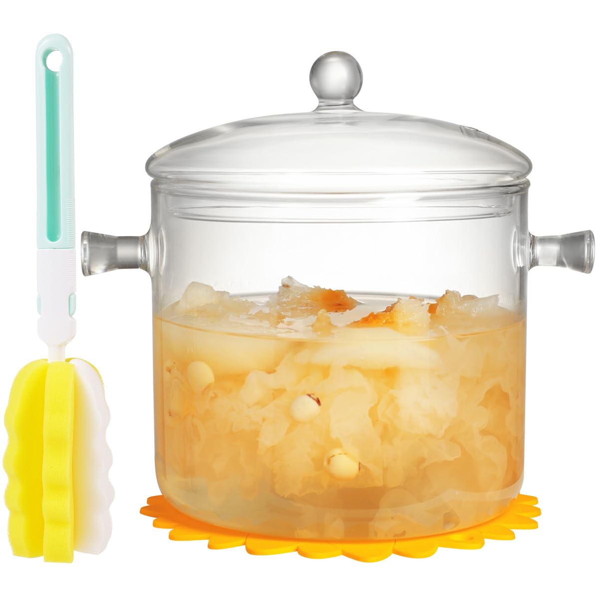 HHMJSM Clear Glass Cooking Pot 3L