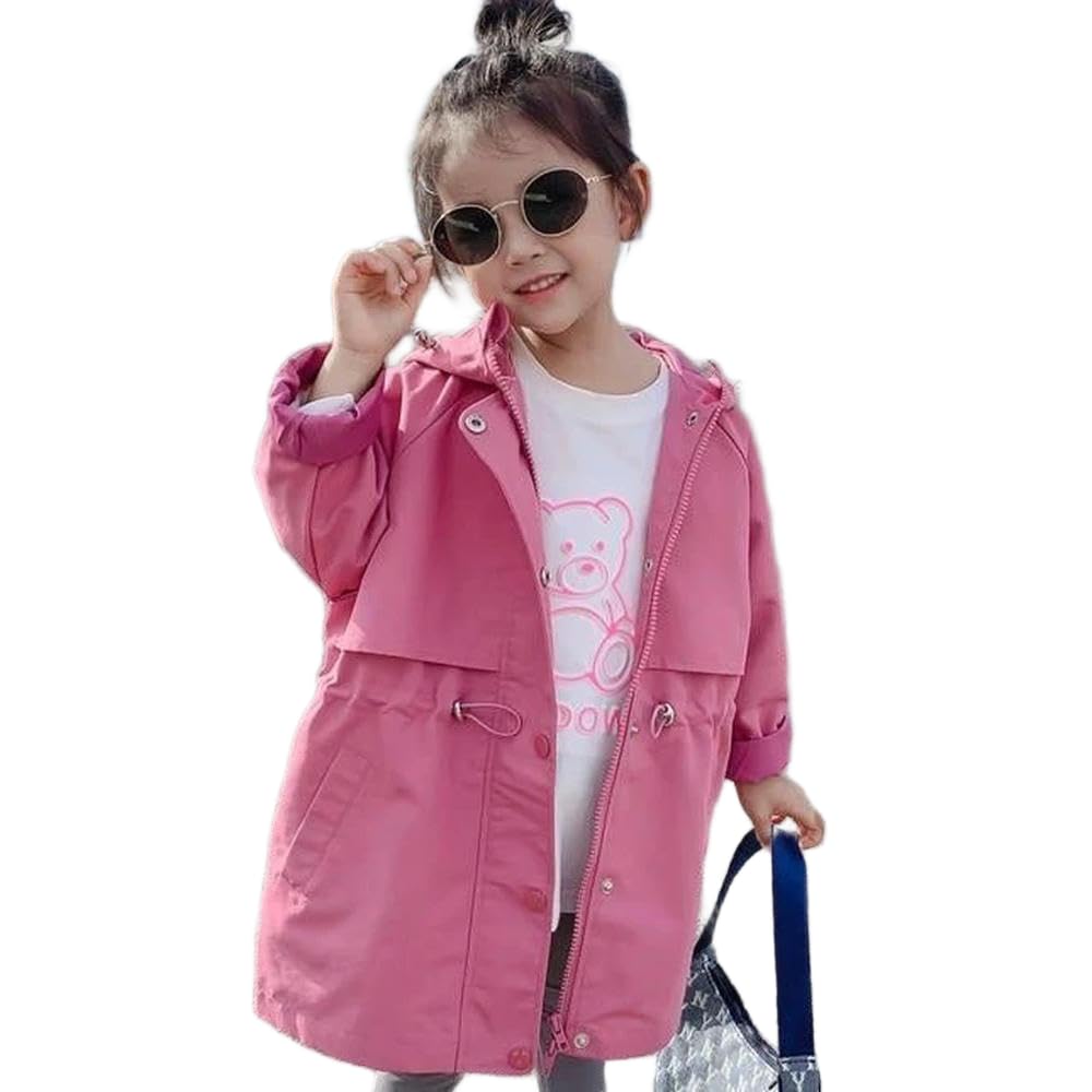 QXDZSW - Abrigo para niñas de 3 a 12 años, con capucha, retráctil, para primavera y otoño