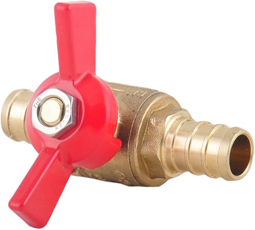 Miniatura 6 de LD- Válvula de bola de latón PEX de 12 pulgada, válvula de bola de cierre PEX de latón LF de 12 pulgada con mariposa roja y azul o mango en T,