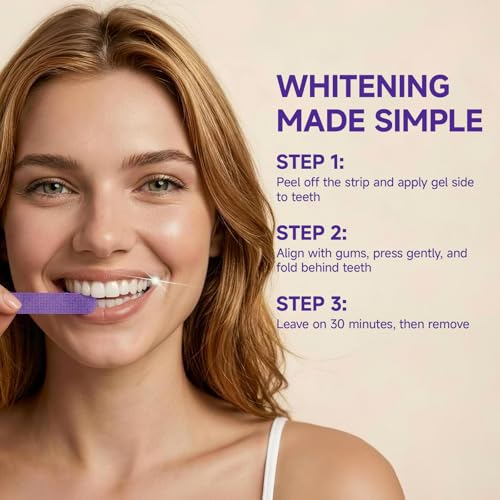 LKMC Purple Teeth Whitening Strips (60 Strips/30 Treatments) Professional Whitening Strips, Removes Coffee & Wine Stains, Enamel Safe & Low Sensitivity, Non-Slip Residue-Free - Image 6