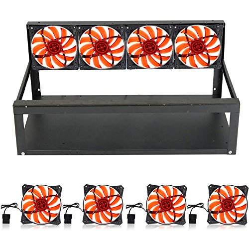 Dxlta 6 GPU Mining rig Aluminum + 4 Stackable Open Ventiladores al aire Libre para ETH ZEC / Bitcoin Miner Kit Unassembled