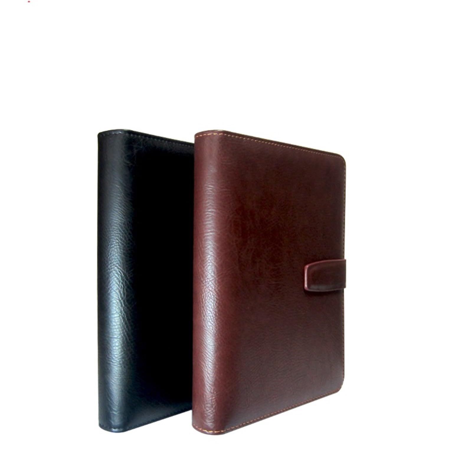 Documents En Cuir Agenda rechargeable A5, couverture de journal, carnet en cuir, ensemble d'organisation for papeterie scolaire(Black)