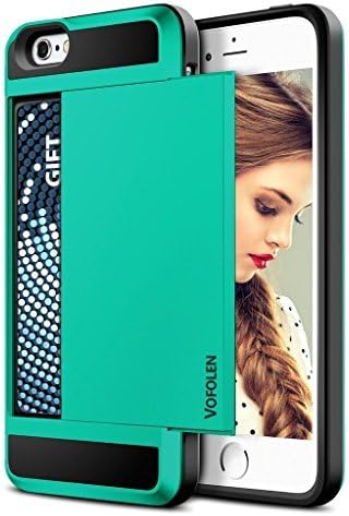 Vofolen Case for iPhone 5S Case iPhone SE Case Impact Resistant iPhone 5 Wallet Case Hybrid Bumper Armor Snap-on Black Soft Rubber Cover Protective Shell Card Holder Slot for iPhone 5 5S SE - Green