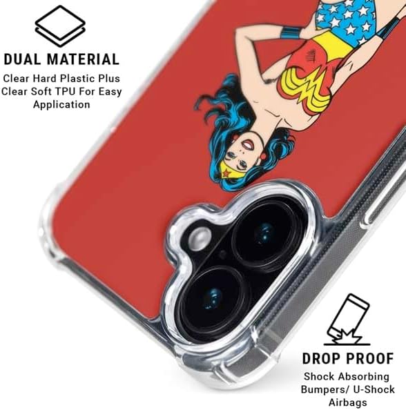 Skinit Clear Phone Case Compatible with iPhone 16 - Officially Licensed DC Comics Wonder Woman Portrait Design