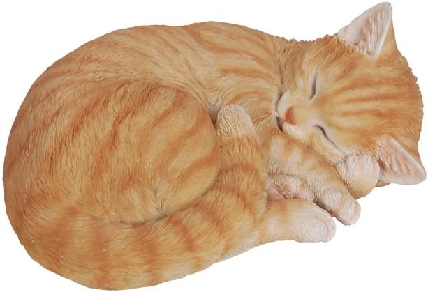 Hi-Line Gift LtdLying Cat Sleeping Tabby Statue, Orange