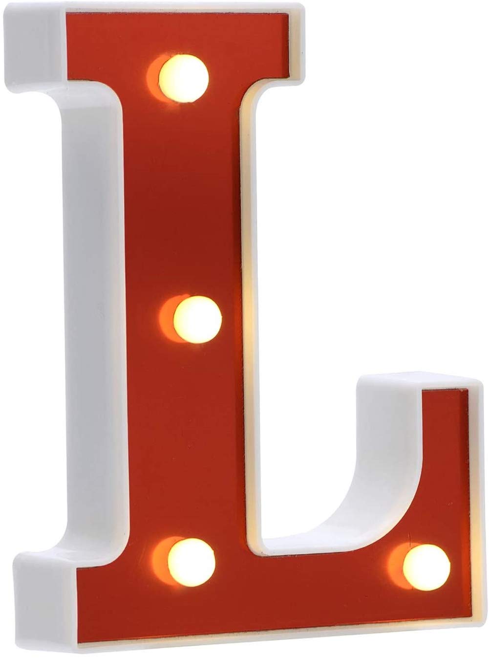 Letras Y Números LED Iluminados - Luz Decorativa Blanca, Funciona Con Pilas - Para Pared O Mesa (Letra L)