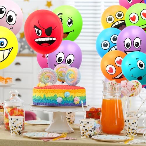 30/50/100 Pièces Ballon Emoticones, Ballon Anniversaire Multicolore Smiley pour Anniversaire Mariage Fête Décoration (30) – vue 6