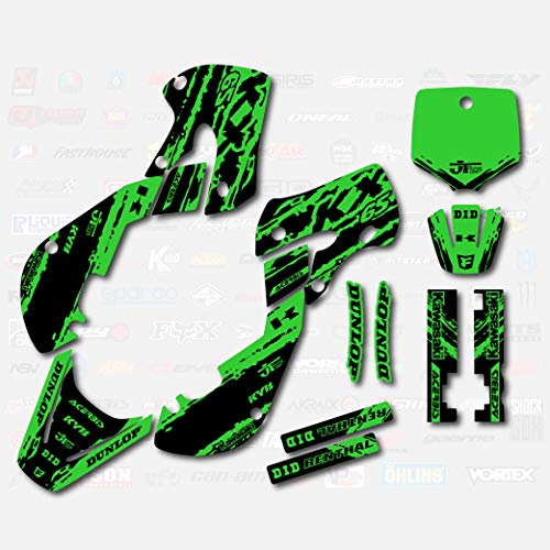 Boston Decal Works Black Green Slick Racing Graphics fits a Kawasaki Kx 65 00-19 Graphic Kit Sticker Kx65 MX