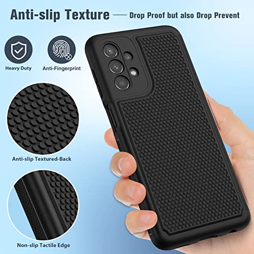 Image of FNTCASE for Samsung Galaxy A23 5G Case: (Samsung Galaxy A23 4G LTE) Dual Layer Protective Heavy Duty Cell Phone Cover Shockproof Rugged with Non Slip Textured Back Bumper - 6.6inch Black