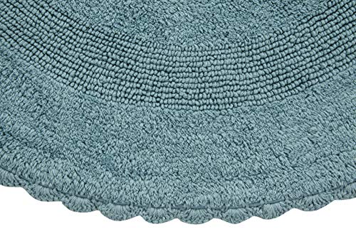 Saffron Fabs Bath Rug Cotton 36 Inch Round, Reversible - Different Pattern On Both Sides, Coral, Hand Knitted Crochet Lace Border, Machine Washable by Saffron Fabs - Image 3