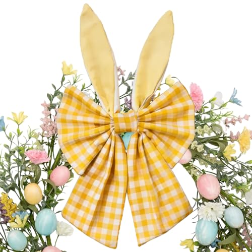 Fiocco di corona - Decorazione a forma di orecchie di coniglio - Coniglio di Pasqua per corona,per la decorazione della parete interna primavera casa all'aperto festa caminetto