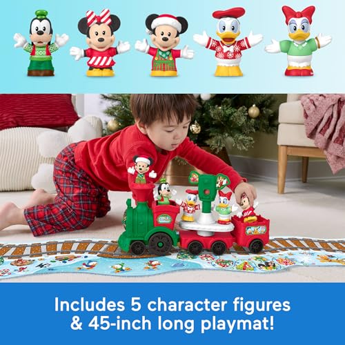 Fisher-Price Little People Disney Jr Musical Christmas Train Toy | Playset & 5 Figures Incl Mickey & Minnie, 45-inch Playmat, Toddlers & Kids Ages 18+ Months (Amazon Exclusive) - image 5