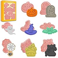 Halloween Koekjesvorm - Set Van 8 Stuks, 3D Spook Reliëf Ontwerp Koekjesstempels Plastic Pompoen Gereedschap, Halloween Koekjes Uitsteker Uitsteekvormpjes Cookie Cutter Taartdecoraties