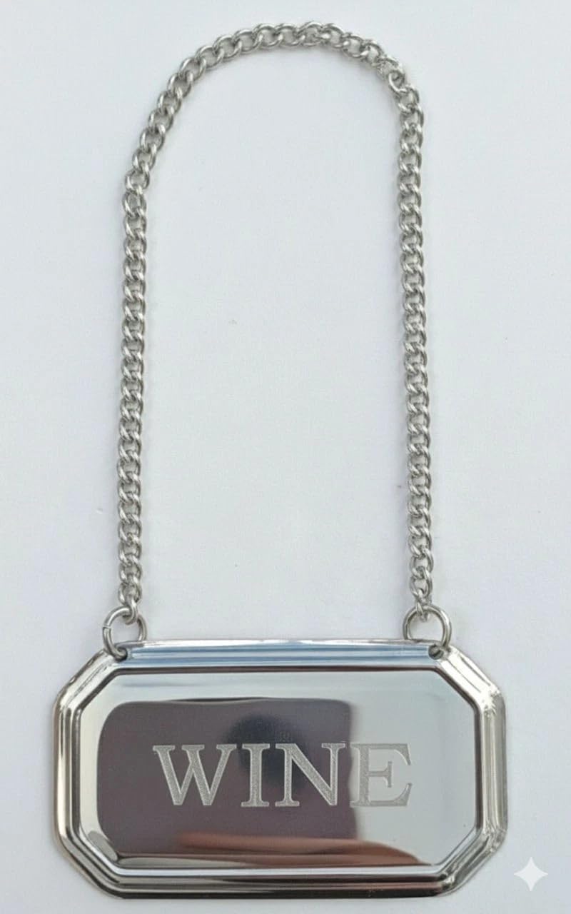 County Engraving Personalised Silver Plated Decanter Label Tag Chain - Engraved Gin Whisky Brandy (Wine)