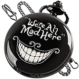 Pocket Watch Alice in Wonderland We're All Mad Here Quartz Pocket Watch with 37CM Chain Best Gifts