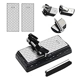 Juego de Piedra de Afilar 400/1000, Diamante Afilador de Cuchillos de Doble Cara con Base Antideslizante,Guía de Afilado y Guía de Ángulo,Set de Afilado Profesional para Cuchillos,Gubias,Cinceles