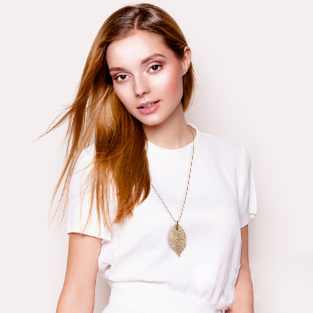 ANATTASOUL 8 Pieces Long Pendant Necklace Necklaces for Women Trendy Y Tassel Leaf Circle Bar Necklace Layered Necklaces for Women Boho Jewelry Gift for Valentine's Day, Women's Day - Image 5