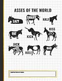 Asses the World Funny Lazy Smart Half Fat Kick Kiss Donkey Composition Notebook