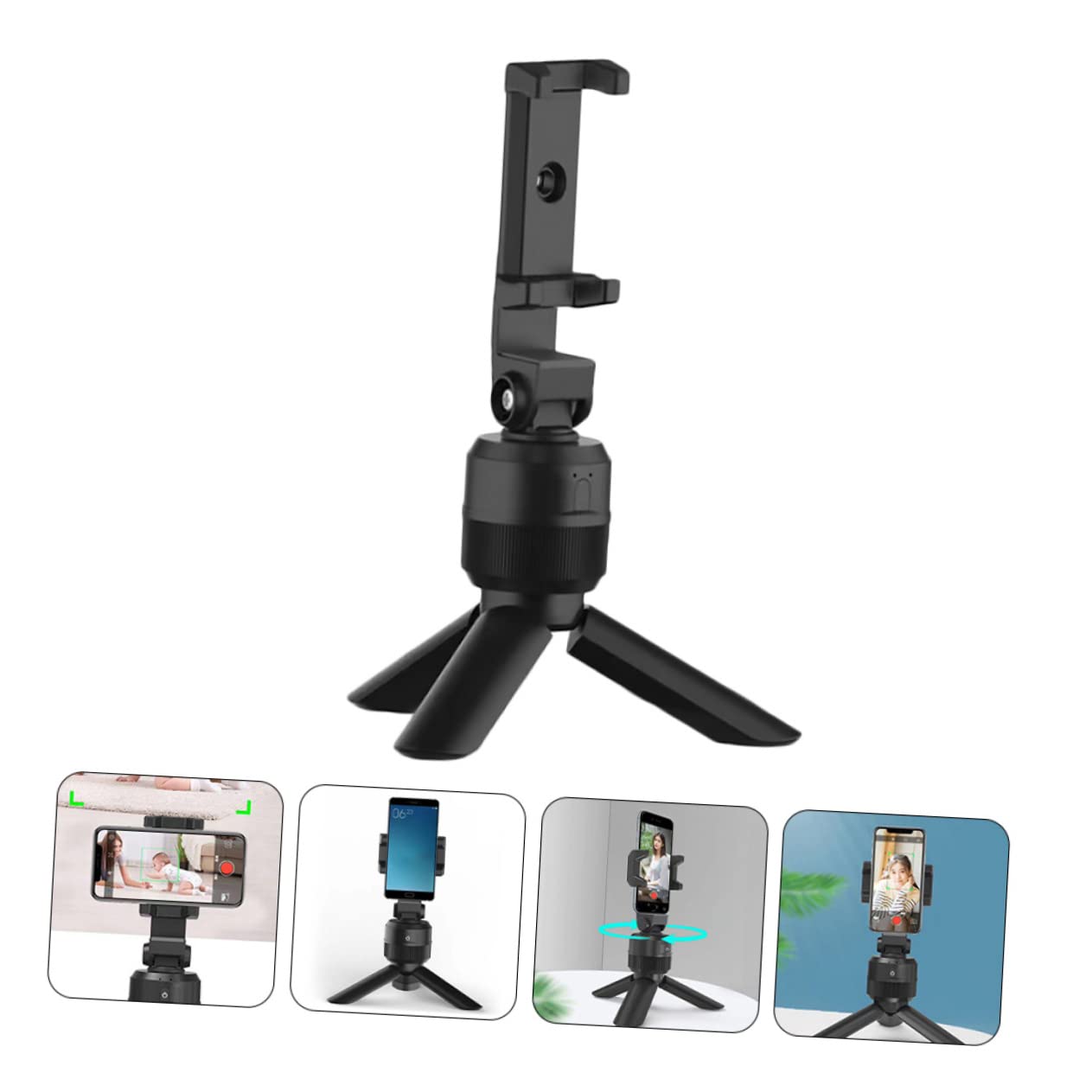 VILLCASE Treppiede per Smartphone con Rilevamento Facciale e Rotazione per Video Streaming e Registrazioni per Videochiamate e Visione Contenuti