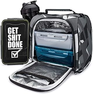 G.O.A.T. Meal Prep Bag with storage containers & shaker bottle, Insulated Lunch Bag