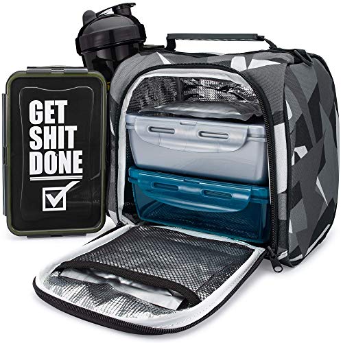 G.O.A.T. Meal Prep Bag with storage containers & shaker bottle, Insulated Lunch Bag