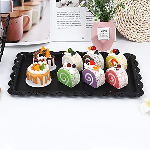 Set Of 5 Party Cupcake Stand Includes 2 Pcs 3 Tier Cake Stand + 3 Rectangle Plastic Serving Trays For Wedding Birthday Baby Shower Tea Party (Black) #TOP6