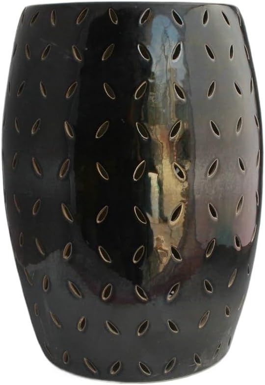Garden Stool Black Orchid Decorative Garden Stool - Carved Porcelain Drum Stool for Indoor & Outdoor Use Ottomans(Blue)