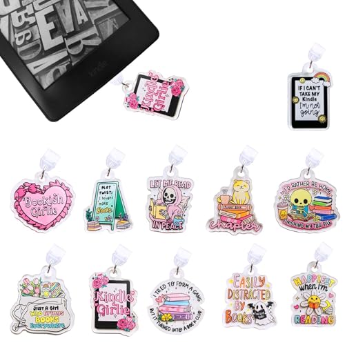 Vozekrod 11PCS Charms for E-Reader Type C Dust Plug Accessories for Kindle & Tablets Cute Acrylic Port Protectors Gift for Book Lovers Students Teachers Friends