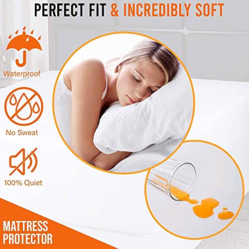 Image of Guardmax Waterproof Porta Crib Mattress Cover Fitted - Smooth and Quiet Baby Mattress Protector - Machine Washable Portable Crib Cover (24x38x3)