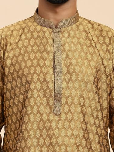Image of AMAZON BRAND - Aanrva Men's Silk Blend Kurta Pajama Set | Traditional Indian Ethnic Wear for Wedding, Festival, Puja & Party