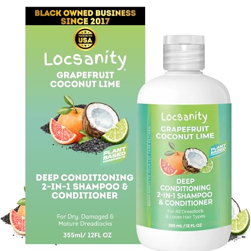 Locsanity - Grapefruit Coconut & Lime 2-in-1 Loc Shampoo & Conditioner - 16oz - Hydrating, Strengthens Hair for Dreads, Sisterlocks, Locks, & Dreadlocks - Optimal for Mature Locs