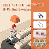 FREEWOLF M88 Wireless Gaming Keyboard, Hot Swappable TKL Mechanical Keyboard, Bluetooth/2.4Ghz Dual Mode Connect, Type C/USB A 2-in-1 Receiver, 87 PBT Keycaps Red Switch for PC/MAC - Grey & Orange - Image 6