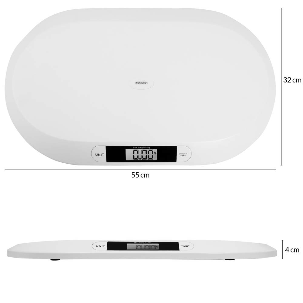Monzana Bilancia Digitale per Bambini e Neonati fino a 20kg Display LCD Tara Pesa per Animali