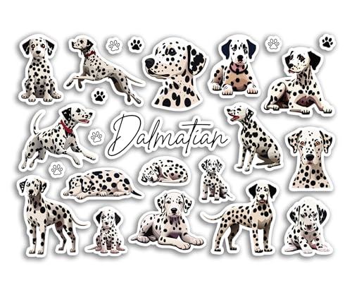 Feuille d'autocollants A5 en vinyle dalmatien – Chiens à pois – Animaux de compagnie Animaux Scrapbooking Étiquette Amis Filles Garçons Esthétique...