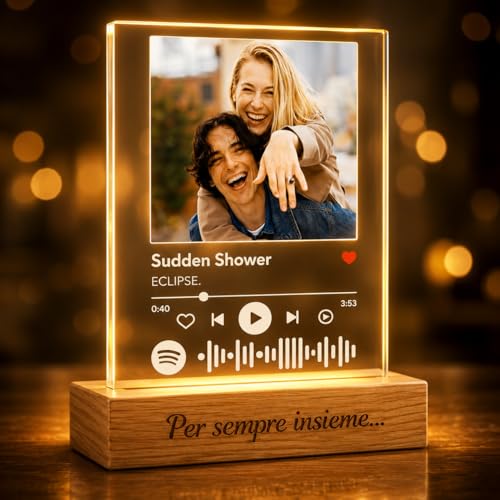 Lampada Spotify Personalizzata con Foto e Canzone, Targa Spotify Personalizzata