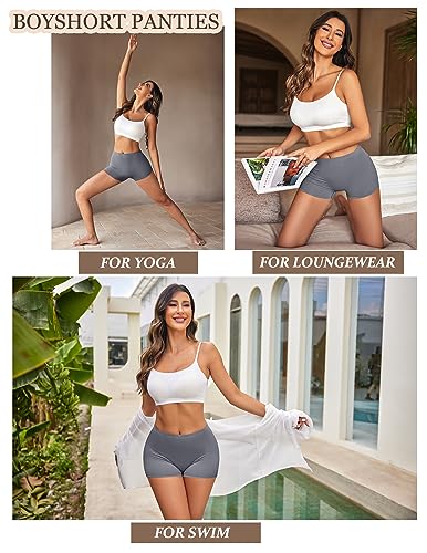 Image of Ekouaer Boyshort Panties Women's Soft Underwear Briefs Invisible Hipster 3 Pack Or 4 Pack Seamless Boxer Brief Panties S-XXL